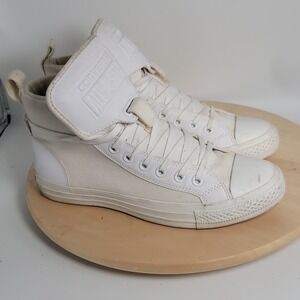 Converse All Star Men Size 8 White Canvas Sneaker Women 10 Mid Top Thick Tongue